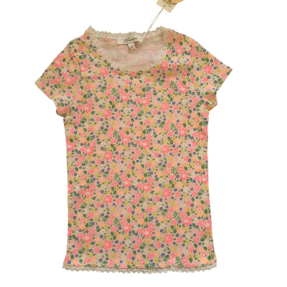Claudine | Neon Flower Tee Shirt | 2T